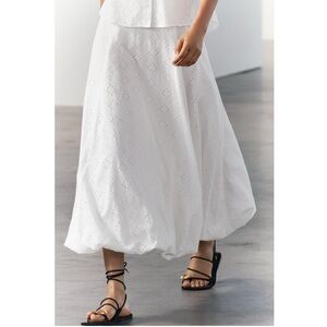 Zara ZW voluminous skirt with cutwork embroidery